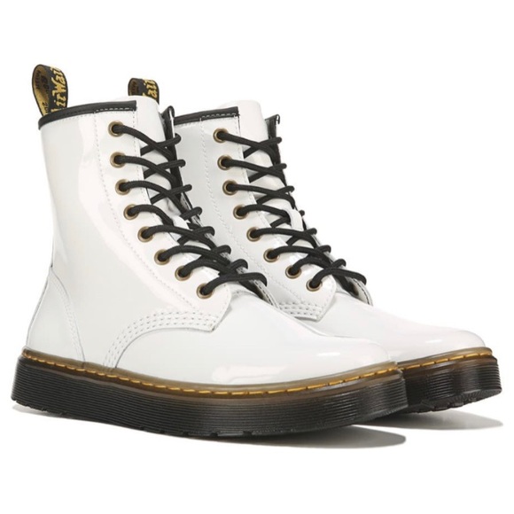 NEW Dr. Martens Docs Zavala White Coated Leather Lace-Up Combat Ankle Boots - Picture 1 of 16